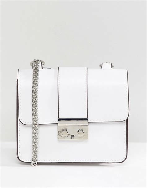 bershka chain strap mini satchel bag  white asos