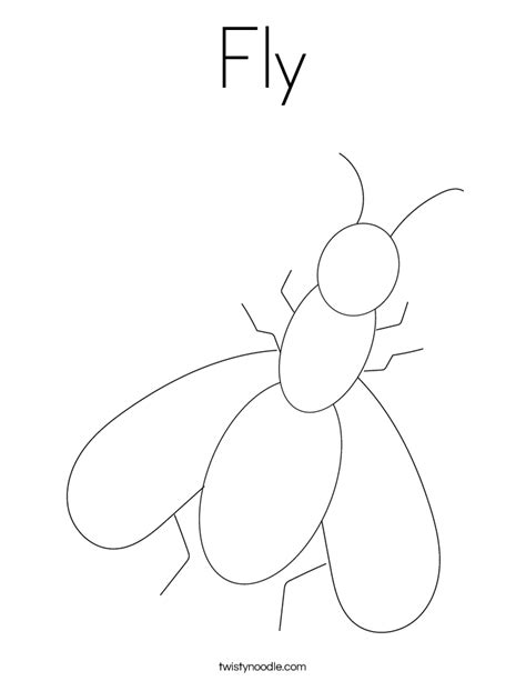 fly coloring page twisty noodle