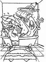 Catdog Coloring Pages Taking Shower Color Cartoon Recommended sketch template