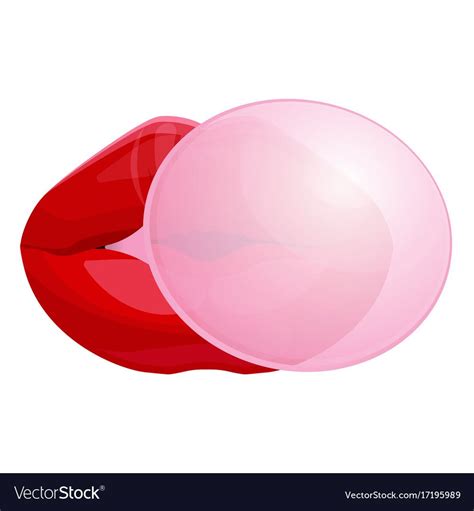 Red Female Lips Blowing Bubble Gum Isolated Vector Image