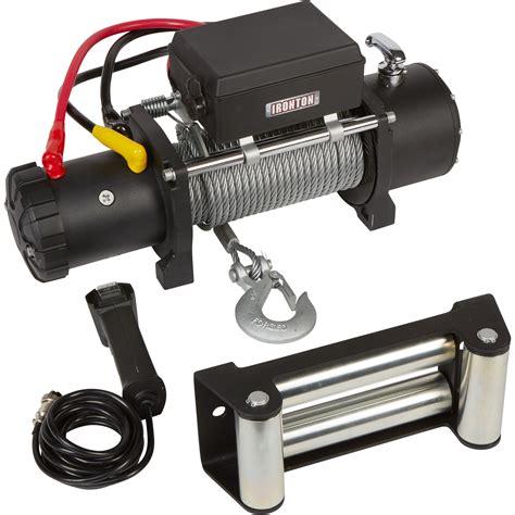 ironton  volt dc powered electric truck winch  lb capacity galvanized aircraft cable