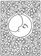 Coloring Pages Celestial Stars Moon Adult Teens Sun Do Sky Mandala Druku Kolorowanki Dla Pobrania Starry Kids Dorosłych Księżyc Designlooter sketch template