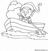 Boat Elf Rowing Coloring Pages Kids sketch template