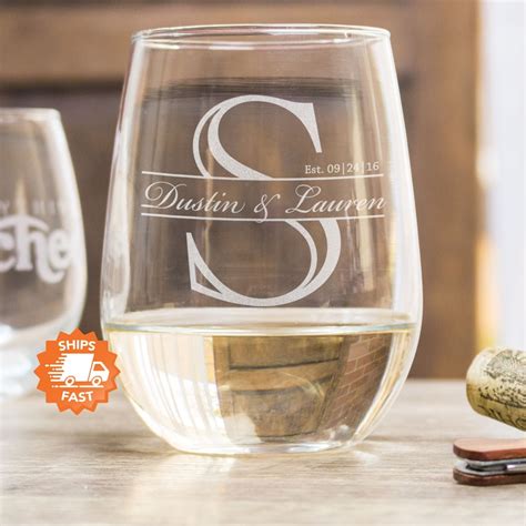 personalized stemless wine glasses etched wine glasses  etsy