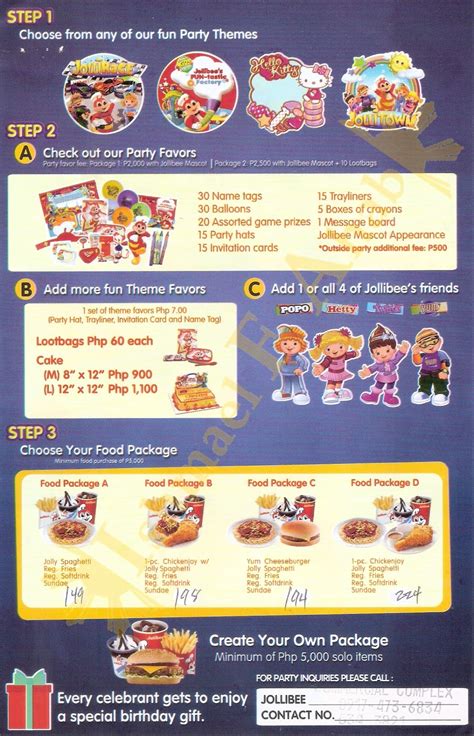 pinoy informer jollibee birthday party package brochure