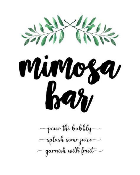 mimosa bar  printable sign    beautiful designs