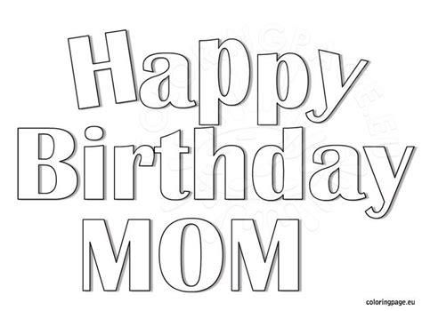 happy birthday mom coloring page coloring page