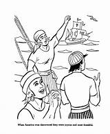 Coloring Pages Columbus Christopher Crew Land Ships Drawing Sailors Printable Kids Sheets Print Printables Holiday Sheet Activity Sights Go Popular sketch template