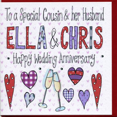 personalised cousin wedding anniversary card  claire sowden design
