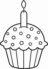 Cupcake Clip Coloring Birthday Cliparts Clipart Favorites Add sketch template