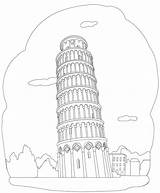 Pisa Tower Leaning Coloring Printable Pages Kids sketch template