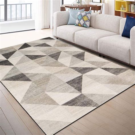 petit tapis de salon gris carre motif triangle tapis durable antiderapant tapis de salon tapis