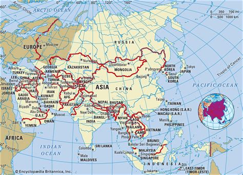 asia continent countries regions map and facts britannica