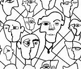 Picasso Coloring Faces Spoonflower Fabric sketch template