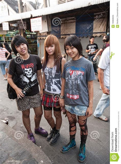 punk and skinhead teens in chatuchak market editorial image image of people smile 100828255