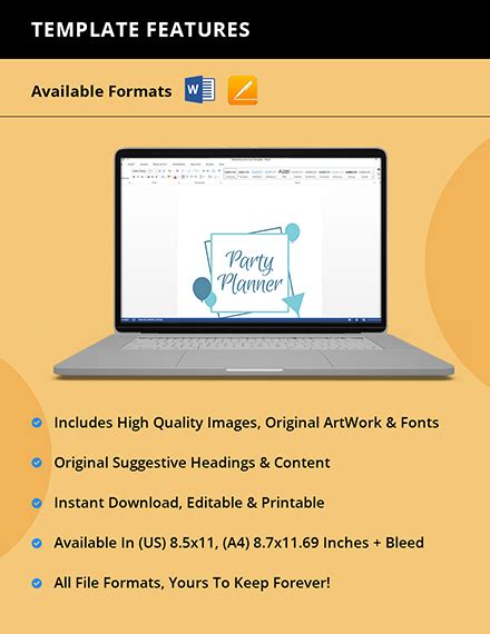 blank event planner template word apple pages templatenet