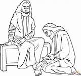 Feet Disciples Washes Judas Washing Betraying Dibujosa Lavando Discipulos Coloringhome sketch template