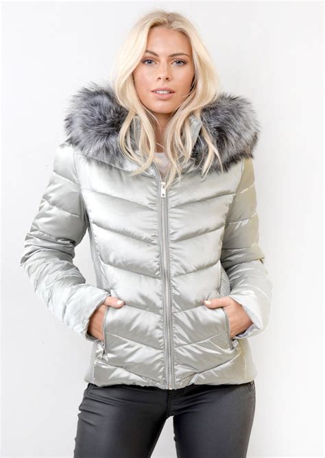 detachable hooded padded puffer jacket coat silver grey puffer jacket women womens fashion