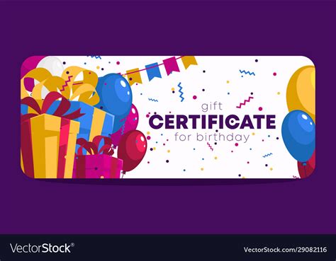 birthday gift certificate template royalty  vector image