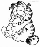 Coloring Pages Cartoon Garfield Printable Color Kids Character Sheets Sheet Print Characters Cartoons Dibujos sketch template