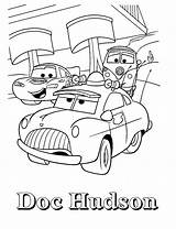 Coloring Mcqueen Doc Hudson Cars Fillmore Lighting Pages Book Printable Disney Books Pixar sketch template