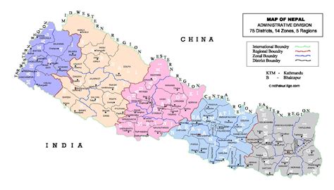 Detailed Administrative Divisions Map Of Nepal Nepal Asia