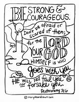 Courageous Deuteronomy Fears Wrestling Scripture Afraid sketch template