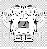 Screaming Jam Toast Mascot Outlined Coloring Clipart Vector Cartoon Cory Thoman sketch template
