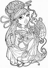 Coloring Mermaid Ribbons Fairy Letscolorit sketch template
