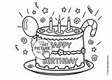 Birthday Coloring Cake Happy Pages Template sketch template