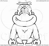 Drunk Coloring Monkey Dumb Orangutan Clipart Cartoon Thoman Cory Outlined Vector Template sketch template
