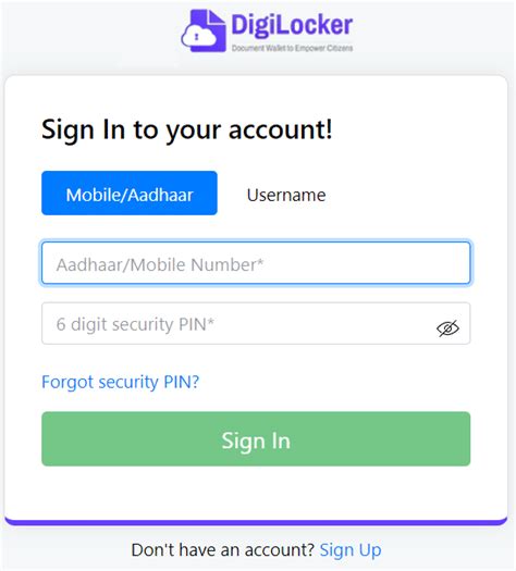 digilocker portal registration login  digilockergovin  app   document