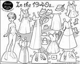 Paper Dolls Print Doll Coloring Printable Pages Color 1940s Marisole Colouring Frozen Drawing Sheets Paperthinpersonas Monday Clothing Click Pdf 1940 sketch template