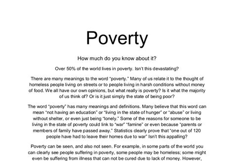 student essays   poverty essay