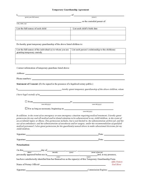 legal guardianship  printable guardianship forms printable forms