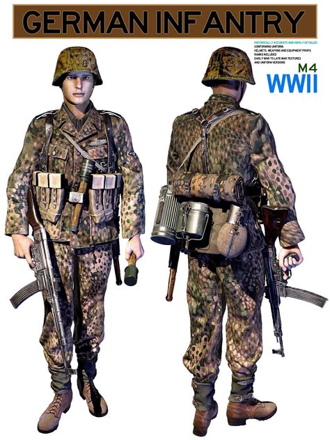 german infantry wwii  model rigged cgtrader
