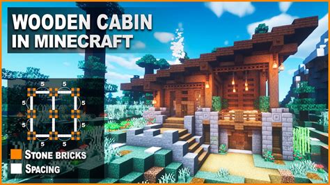 minecraft   build  wooden cabin tutorial youtube