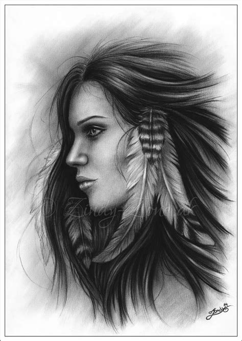 She With The Feathers Native Indian Girl Woman Art Print Etsy In 2021