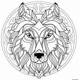 Mandala Coloriage Loup Tete Mandalas Lupus Canis Animaux Jecolorie sketch template