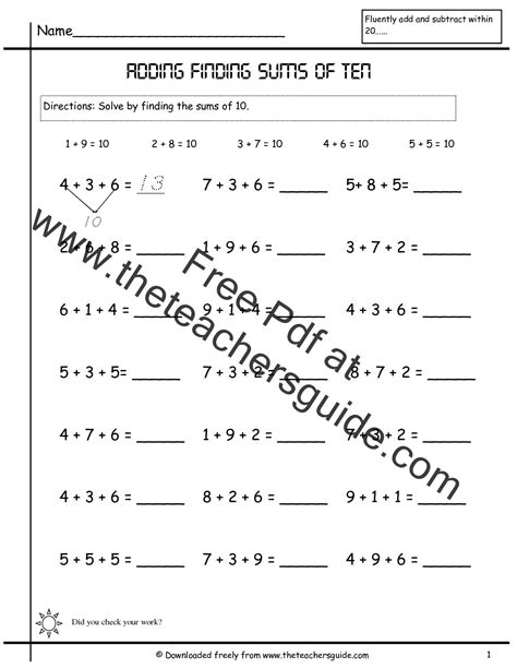 single digit addition worksheets   teachers guide