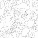 Kussen Procreate Digitale Hond Meisje sketch template
