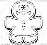 Gingerbread Woman Clipart Mascot Mad Cartoon Outlined Coloring Vector Thoman Cory Royalty sketch template