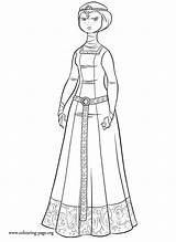 Coloring Brave Merida Dressed Valente Coloringdisney sketch template