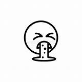 Vomit Emoji Ux Pictogram Symbolen Tekens Violette Elementen Neonstijl Embleem sketch template