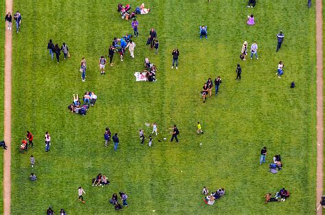 aerial view crowd  people  park stock photo  image  istock