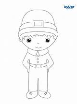Coloring Pilgrim Boy Brother sketch template
