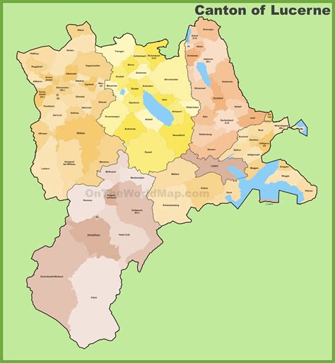 canton  lucerne municipality map ontheworldmapcom