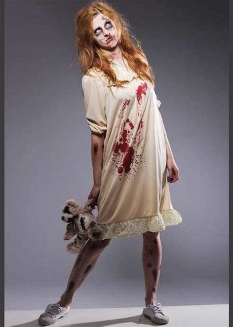 Womens Walking Dead Style Night Dress Zombie Costume