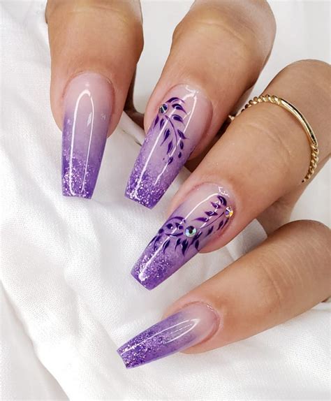 Ombre Nails Glitter Purple