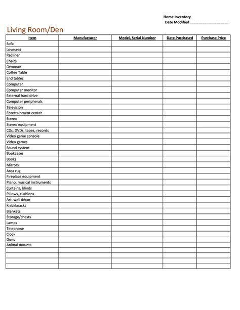 office supply inventory list template doctemplates